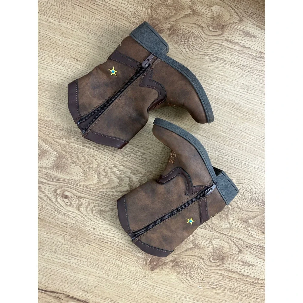 Disney Pixar Toy Story Woody Western Boots Toddler Size 8 Brown Bullseye Zip Up